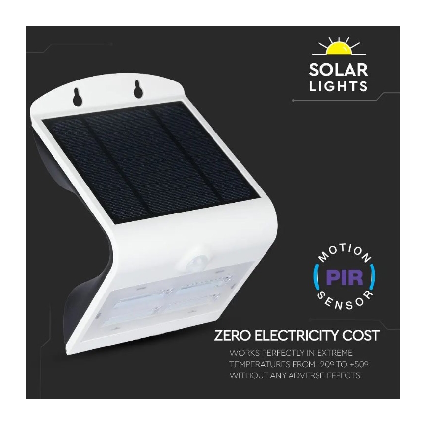 LED solcell väggbelysning med sensor LED/3W/3,7V 3000/4000K IP65 2000 mAh vit