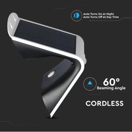 LED solcell väggbelysning med sensor LED/3W/3,7V 3000/4000K IP65 2000 mAh vit