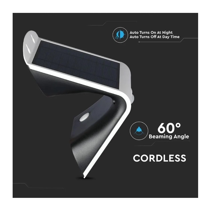 LED solcell väggbelysning med sensor LED/3W/3,7V 3000/4000K IP65 2000 mAh vit
