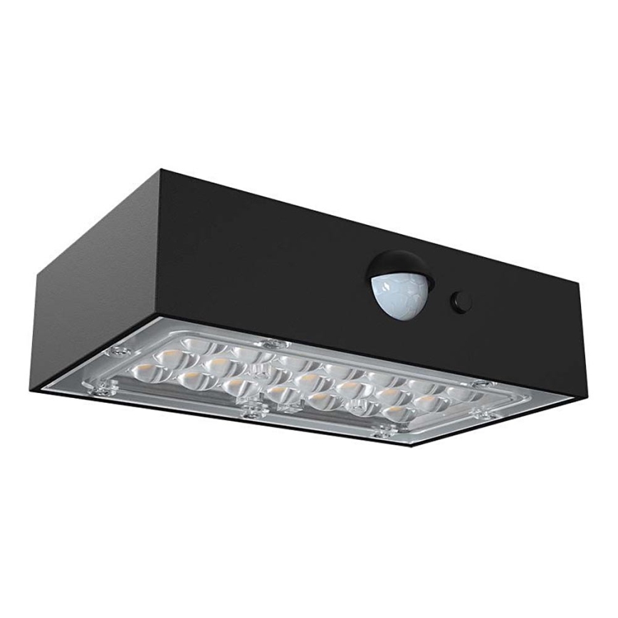 LED solcell väggbelysning med sensor LED/3W/3,7V 3000K/4000K IP65 1200 mAh svart