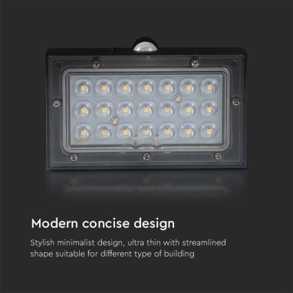 LED solcell väggbelysning med sensor LED/3W/3,7V 3000K/4000K IP65 1200 mAh svart
