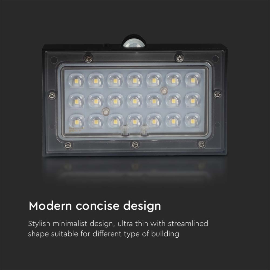 LED solcell väggbelysning med sensor LED/3W/3,7V 3000K/4000K IP65 1200 mAh svart