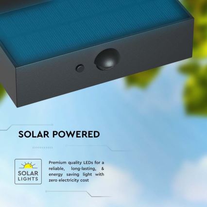 LED solcell väggbelysning med sensor LED/3W/3,7V 3000K/4000K IP65 1200 mAh svart