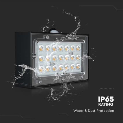 LED solcell väggbelysning med sensor LED/3W/3,7V 3000K/4000K IP65 1200 mAh svart