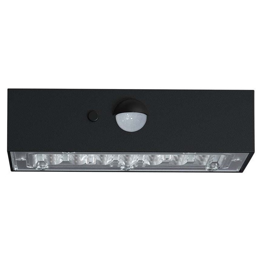 LED solcell väggbelysning med sensor LED/3W/3,7V 3000K/4000K IP65 1200 mAh svart