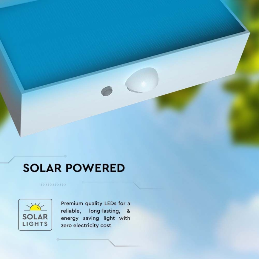 LED solcell väggbelysning med sensor LED/3W/3,7V 3000K/4000K IP65 vit