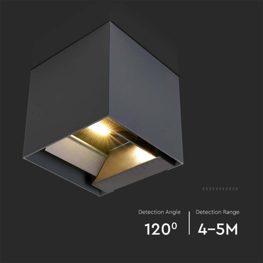 LED solcell väggbelysning med sensor LED/3W/3,7V IP65 4000K svart