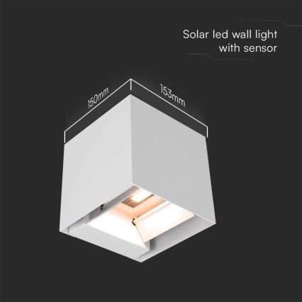 LED solcell väggbelysning med sensor LED/3W/3,7V IP65 4000K vit