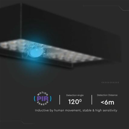 LED solcell väggbelysning med sensor LED/6W/3,7V IP65 4000K 3000 mAh svart
