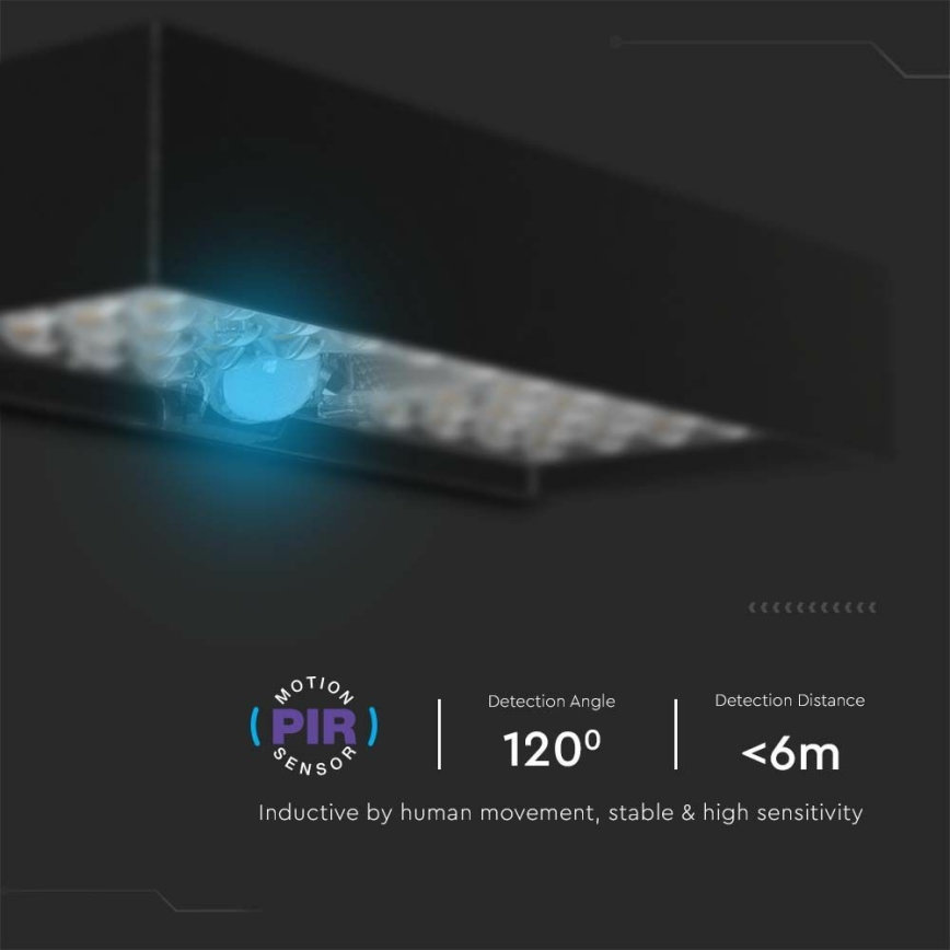 LED solcell väggbelysning med sensor LED/6W/3,7V IP65 4000K 3000 mAh svart