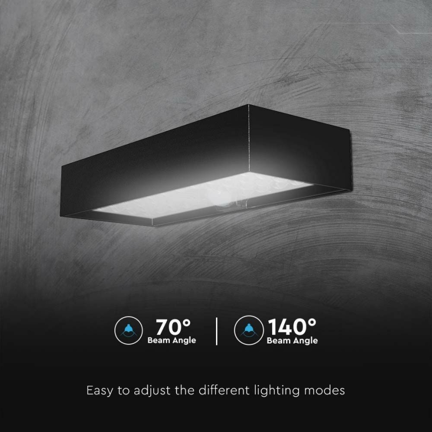 LED solcell väggbelysning med sensor LED/6W/3,7V IP65 4000K 3000 mAh svart