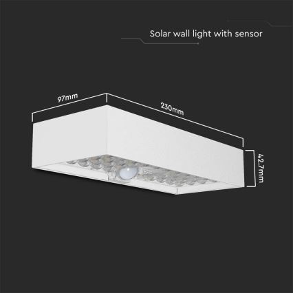 LED solcell väggbelysning med sensor LED/6W/3,7V IP65 4000K vit