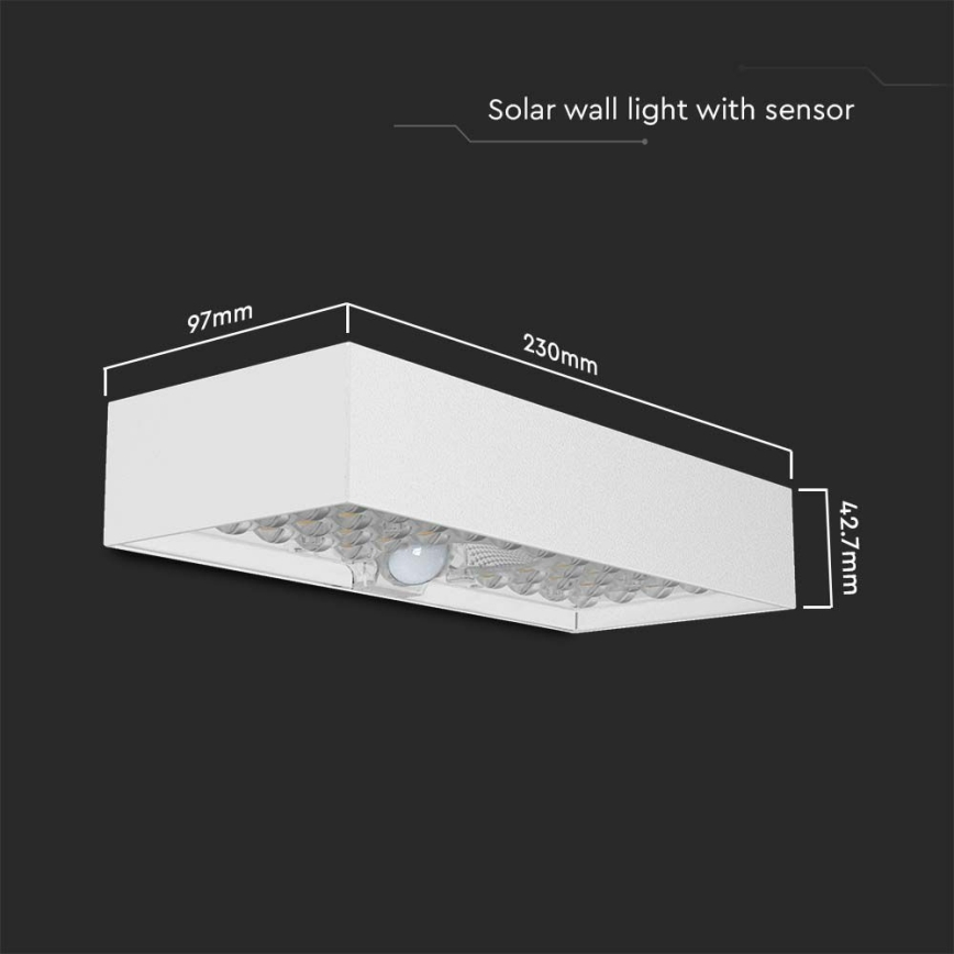 LED solcell väggbelysning med sensor LED/6W/3,7V IP65 4000K vit