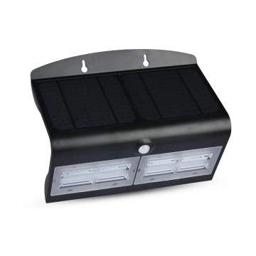 LED Solcell väggbelysning med sensor LED/7W/3,7V 4000K IP65 svart