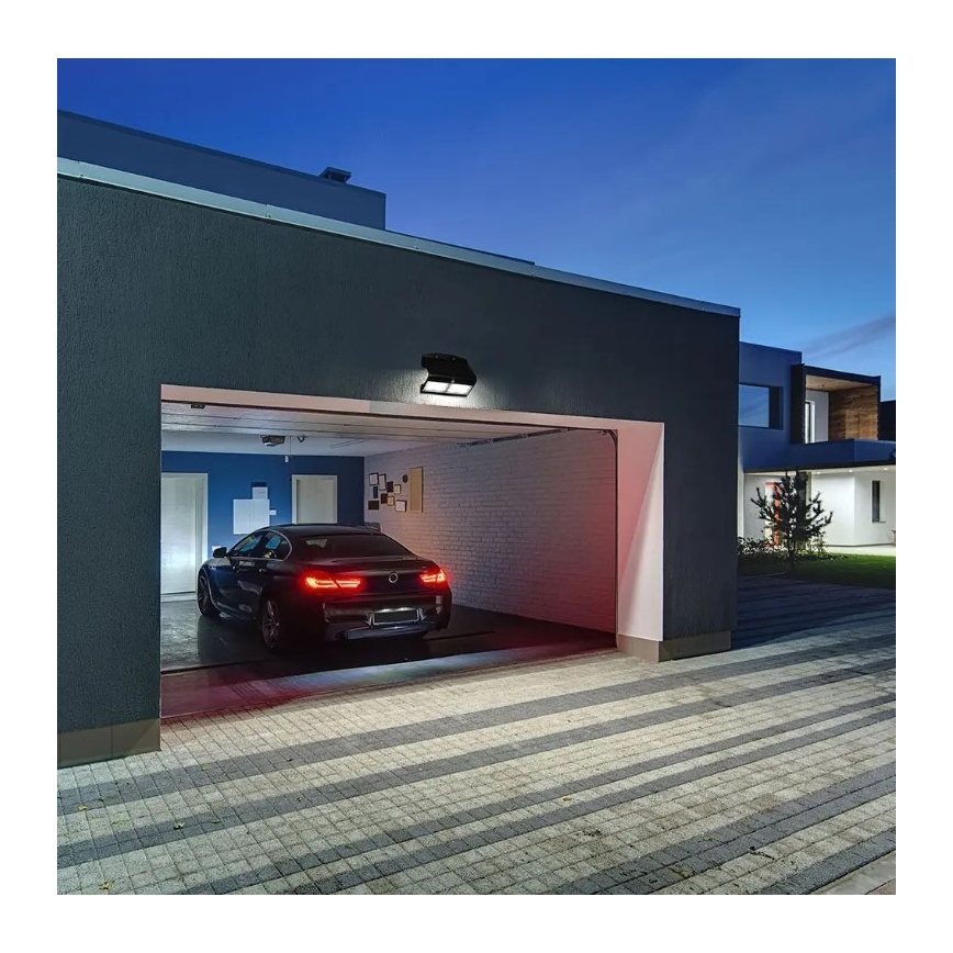 LED Solcell väggbelysning med sensor LED/7W/3,7V 4000K IP65 svart