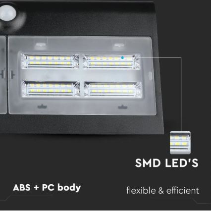LED Solcell väggbelysning med sensor LED/7W/3,7V 4000K IP65 svart
