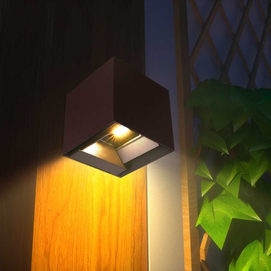 LED solcell väggbelysning med sensor LED/9W/3,7V 3000/4000/5000K 2600 mAh IP65 brun