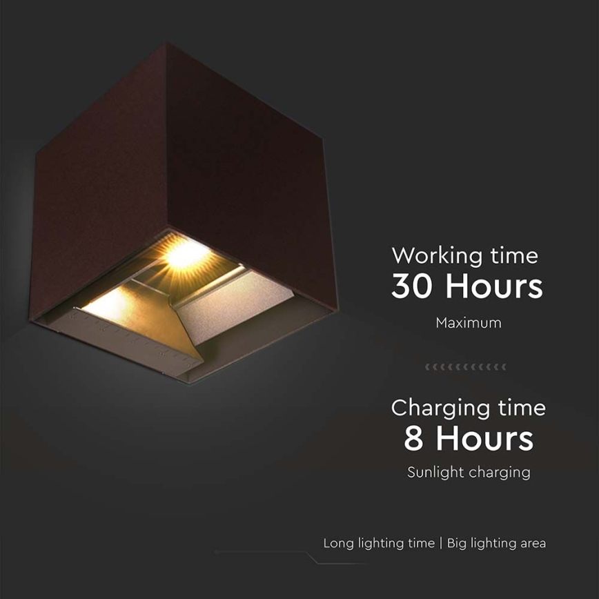 LED solcell väggbelysning med sensor LED/9W/3,7V 3000/4000/5000K 2600 mAh IP65 brun