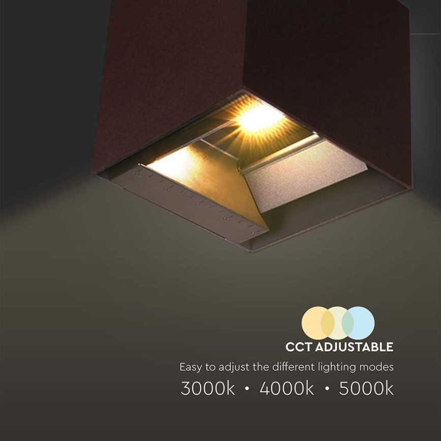 LED solcell väggbelysning med sensor LED/9W/3,7V 3000/4000/5000K 2600 mAh IP65 brun