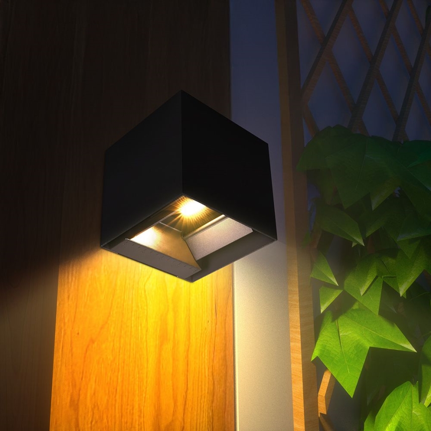 LED solcell väggbelysning med sensor LED/9W/3,7V 3000/4000/5000K 2600 mAh IP65 svart
