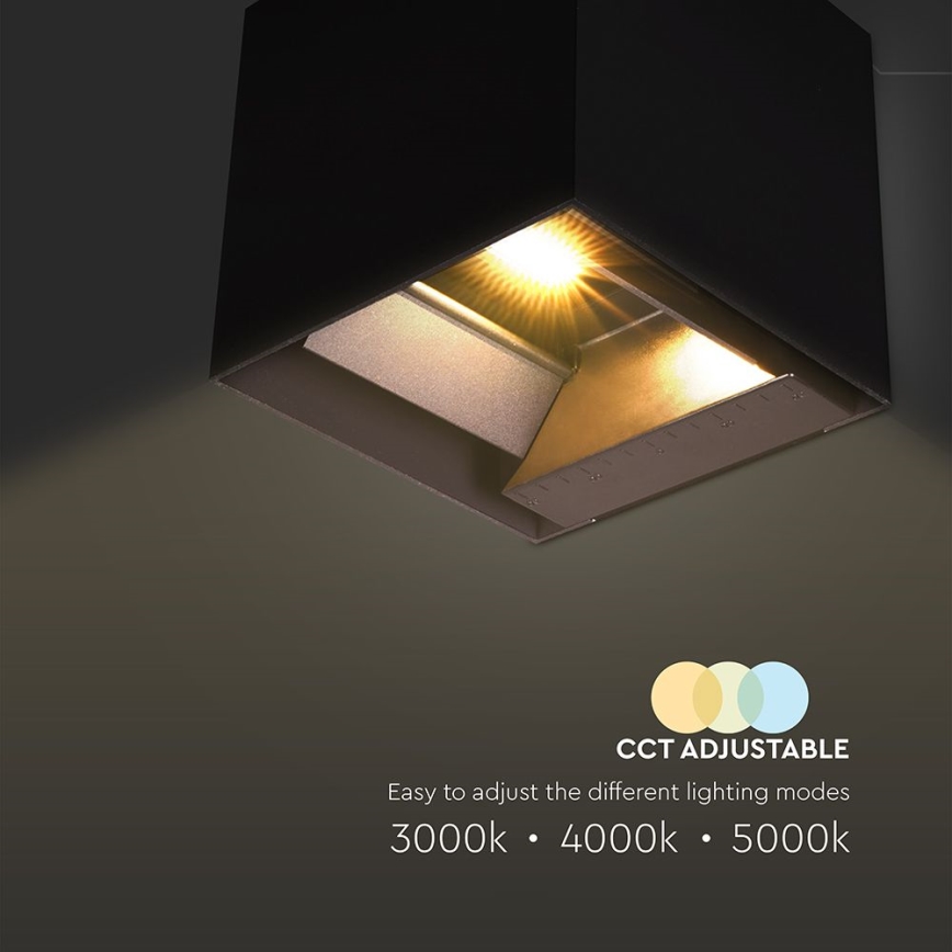 LED solcell väggbelysning med sensor LED/9W/3,7V 3000/4000/5000K 2600 mAh IP65 svart