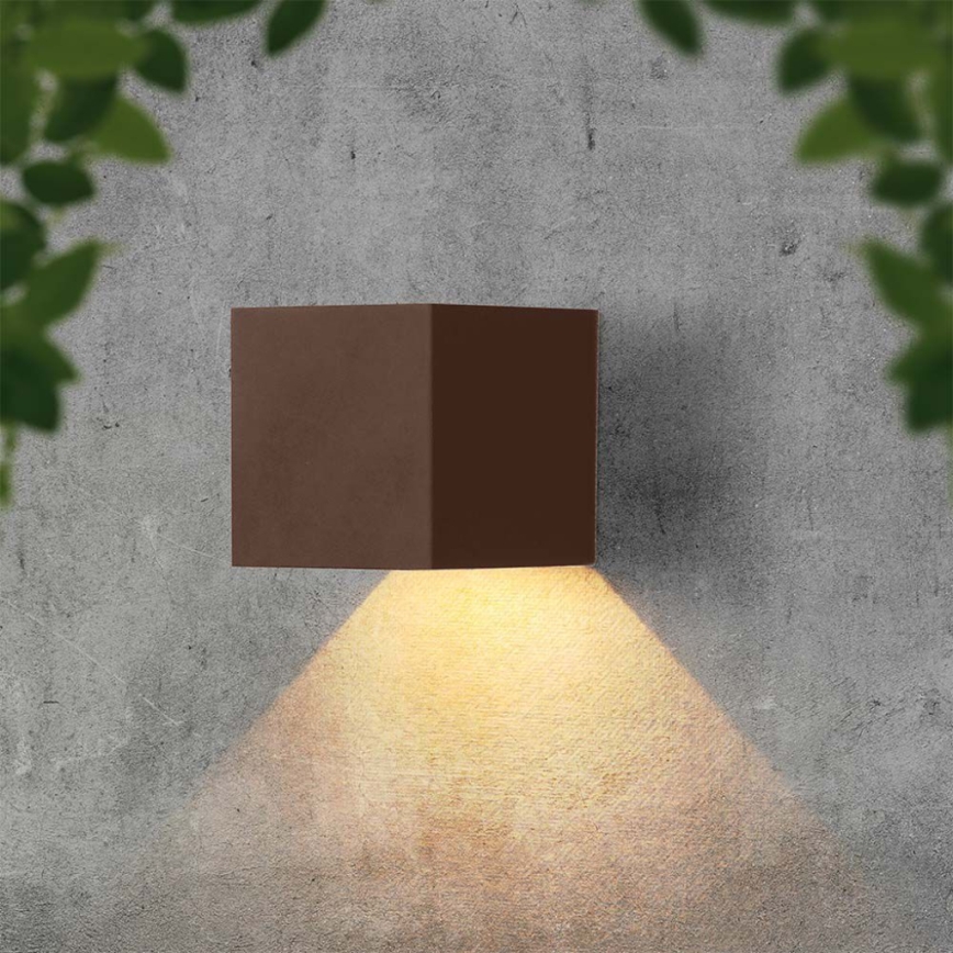 LED solcell väggbelysning med sensor LED/9W/3,7V IP65 4000K brun