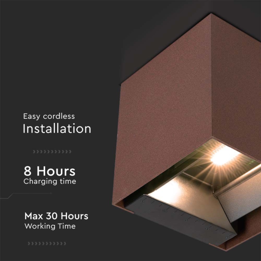 LED solcell väggbelysning med sensor LED/9W/3,7V IP65 4000K brun