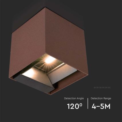 LED solcell väggbelysning med sensor LED/9W/3,7V IP65 4000K brun