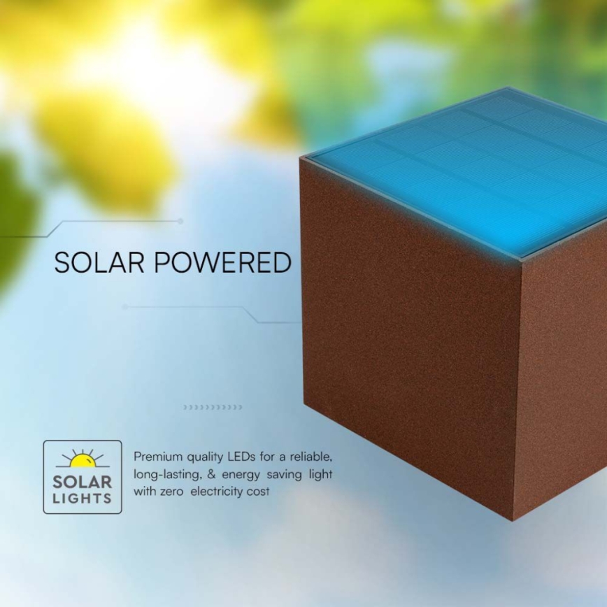 LED solcell väggbelysning med sensor LED/9W/3,7V IP65 4000K brun