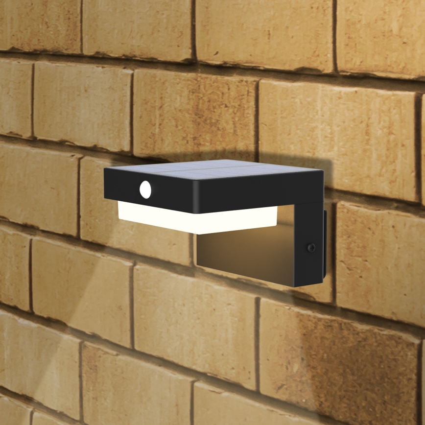 LED solcell väggbelysning med sensor MALI LED/4,5W/3,7V 2000 mAh IP44 svart