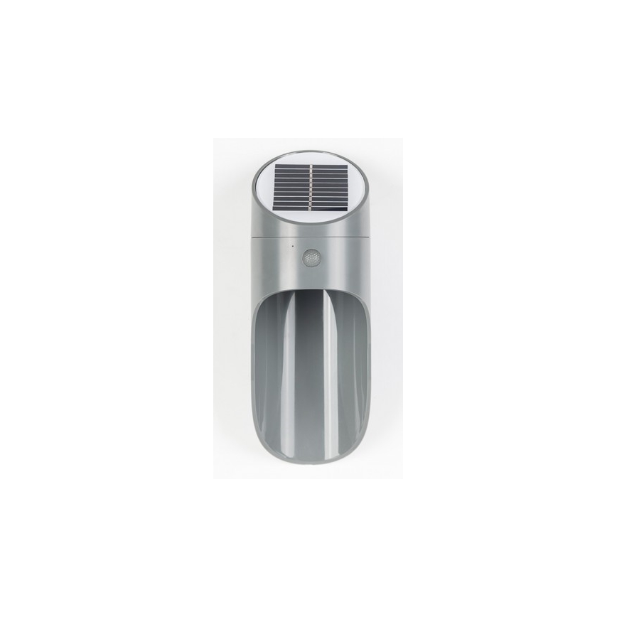 LED solcell väggbelysning med sensor PALESA LED/1W/3,7V IP65 1800 mAh grå