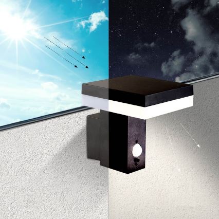 LED solcell väggbelysning med sensor SOLARIS2 LED/5,5W/3,7V 4000K IP44 2600 mAh