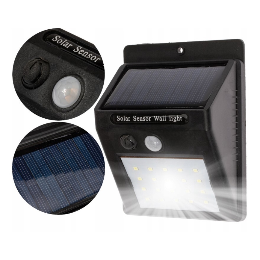 LED Solcell vägglampa med sensor LED/0,55W/3,7V IP65
