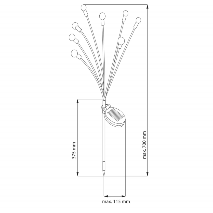LED Solcellsbelysning FIORINI 8xLED/1,2V 600 mAh IP44 svart