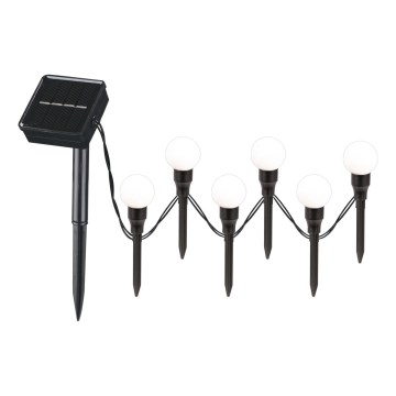 LED Solcellsbelysning KULKI 6xLED/1,2V 600 mAh 4,3 m IP44 svart/vit