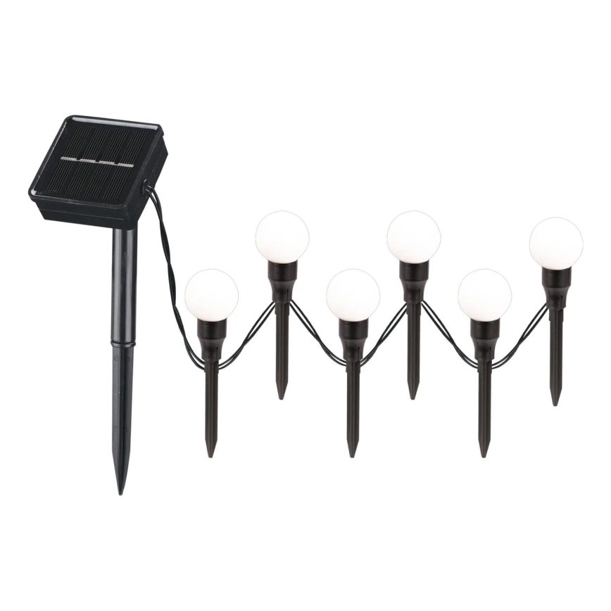LED Solcellsbelysning KULKI 6xLED/1,2V 600 mAh 4,3 m IP44 svart/vit