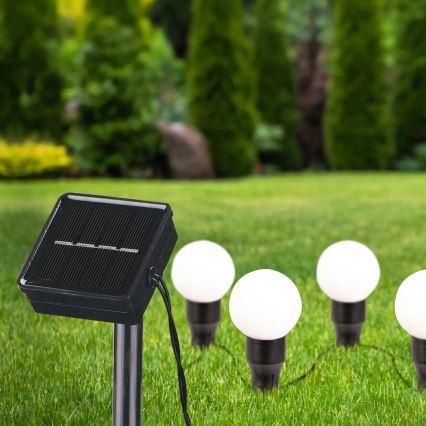 LED Solcellsbelysning KULKI 6xLED/1,2V 600 mAh 4,3 m IP44 svart/vit