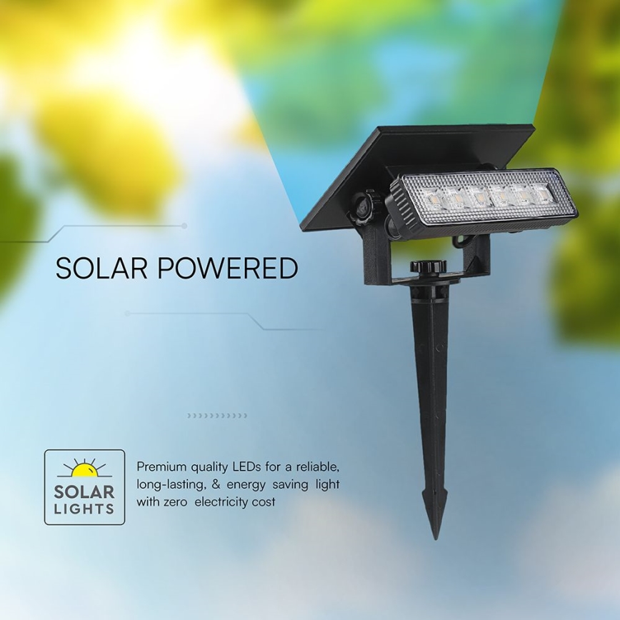 LED Solcellsbelysning LED/0,9W/3,7V 3000K IP65 svart