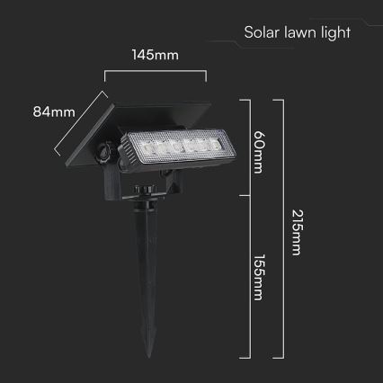 LED Solcellsbelysning LED/0,9W/3,7V 3000K IP65 svart