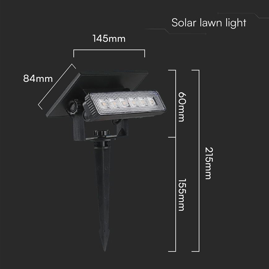 LED Solcellsbelysning LED/0,9W/3,7V 3000K IP65 svart