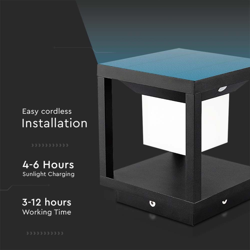 LED Solcellsbelysning med en sensor LED/2W/5,5V 3000K IP65 2600 mAh svart