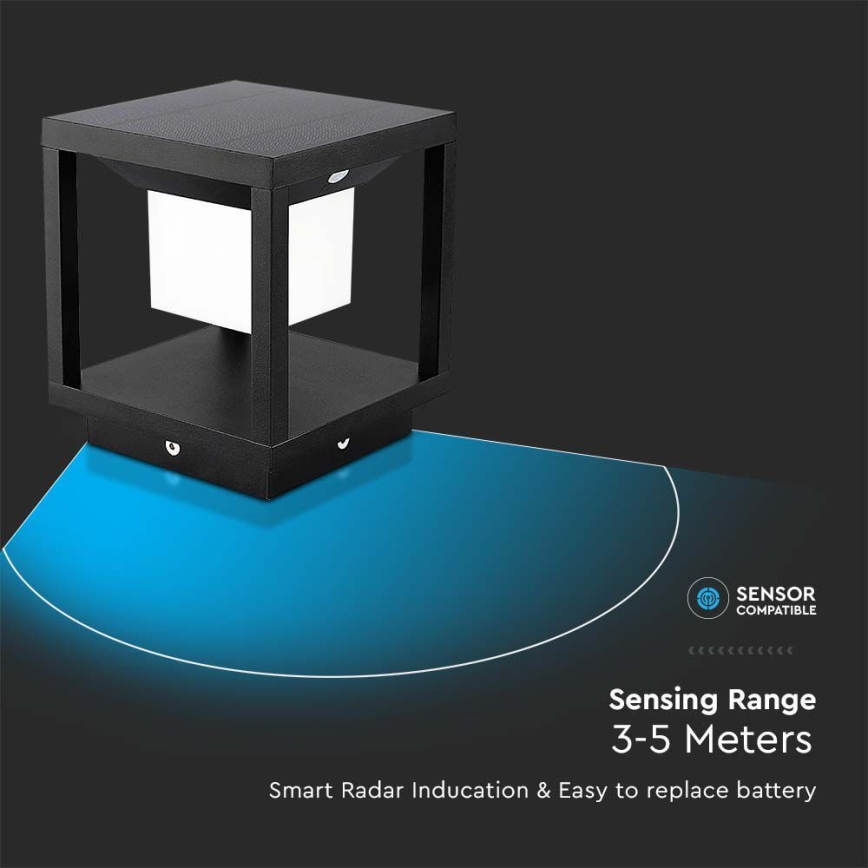 LED Solcellsbelysning med en sensor LED/2W/5,5V 3000K IP65 2600 mAh svart