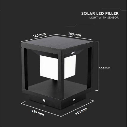 LED Solcellsbelysning med en sensor LED/2W/5,5V 3000K IP65 2600 mAh svart