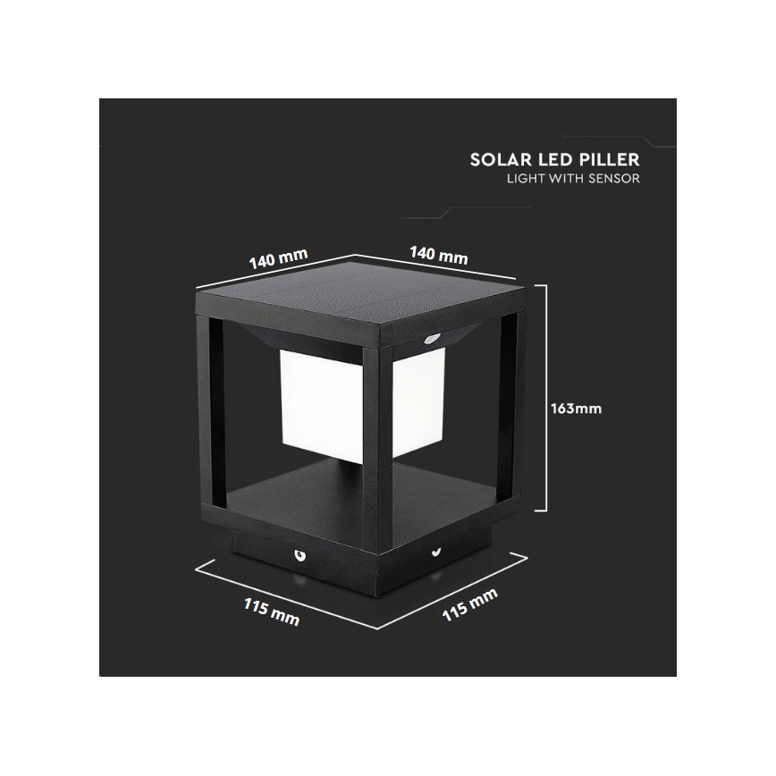 LED Solcellsbelysning med en sensor LED/2W/5,5V 3000K IP65 2600 mAh svart