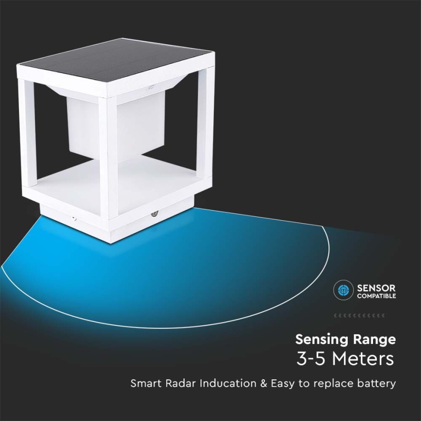 LED Solcellsbelysning med en sensor LED/2W/5,5V 3000K IP65 2600 mAh vit