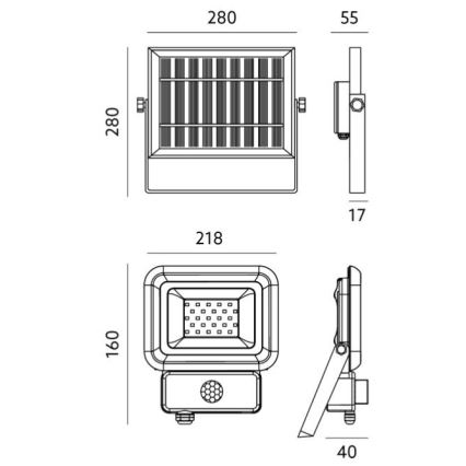 LED Solcellsbelysning med en sensor LED/30W/3,7V 6500K IP65 6600 mAh