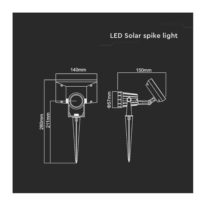 LED Solcellsbelysning  SPIKE LED/2W/5,5V IP65 4000K