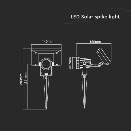LED Solcellsbelysning  SPIKE LED/2W/5,5V IP65 6400K