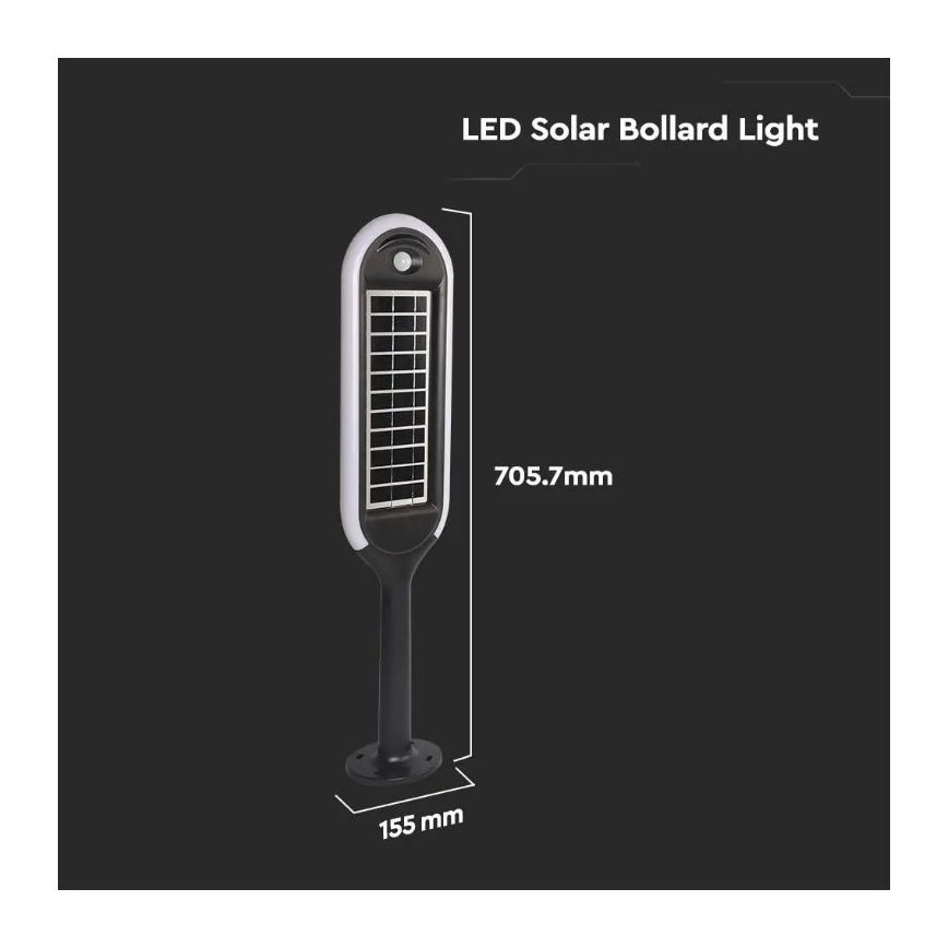 LED solcellslampa  med sensor  BOLLARD LED/5W/5,5V 70,5 cm 4000K IP65
