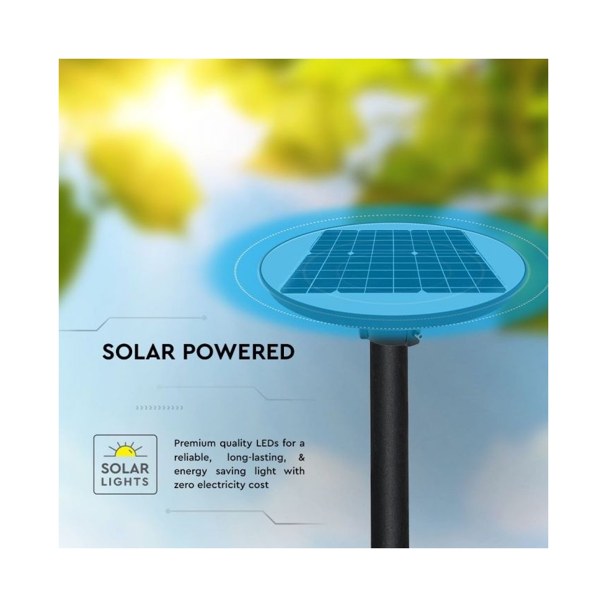 LED Solcellsgatulampa med sensor LED/10W/3,2V IP65 4000K + fjärrkontroll